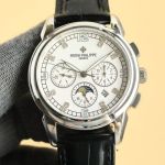 geneve tourbillon PATEK PHILIPPE Geneve Best Edition with 9100 Movement White Italian Cowhide Black Watch Strap 40mm Watch